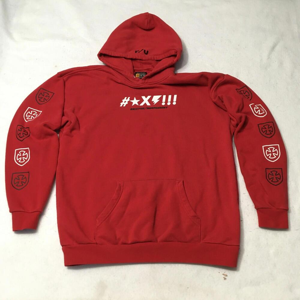 BRIXTON x INDEPENDENT SHINE HOODED SWEATSHIRT  RED F/U medium
